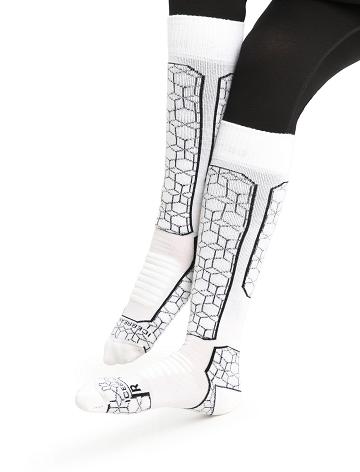 Snow / Black Women's Icebreaker Merino Ski+ Medium Over the Calf Alpine Geo Socks | USA 1407DFMN